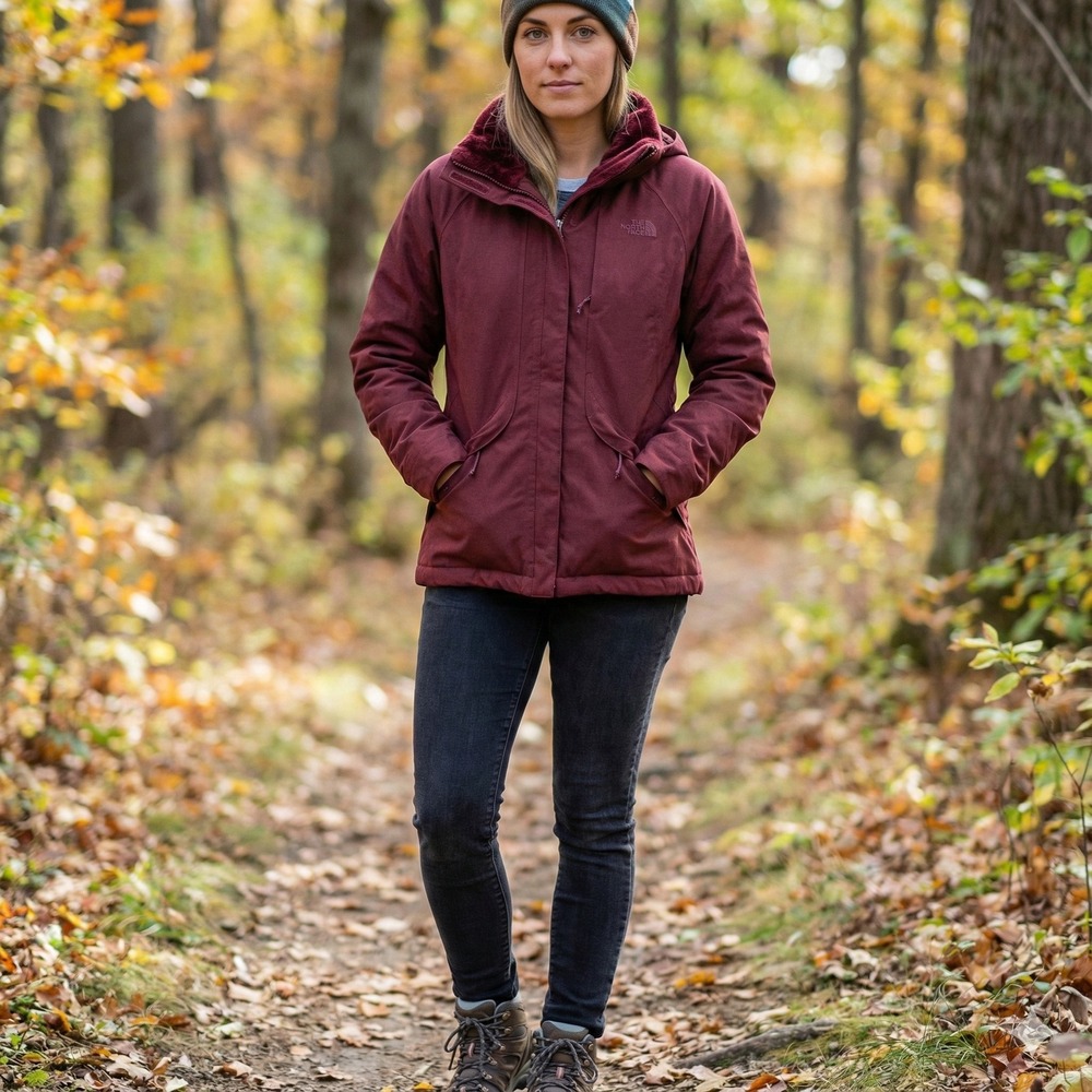 The North Face Inlux Insulated Winter Jacket Womens Small‎ Burgundy Hooded Snow